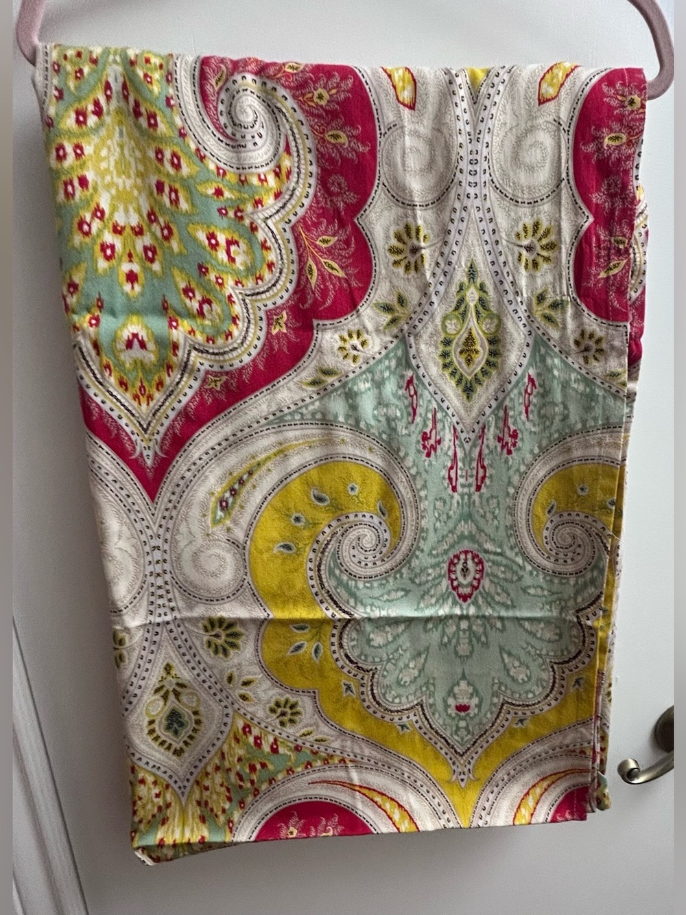 ECHO Jaipur Shower Curtain Boho Paisley Red Yellow Green Cotton Fabric